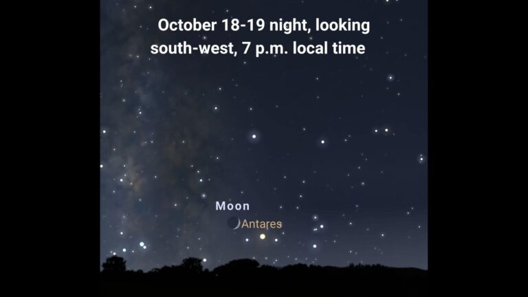 Bright star Antares next to the moon on October 18-19 night, 2023