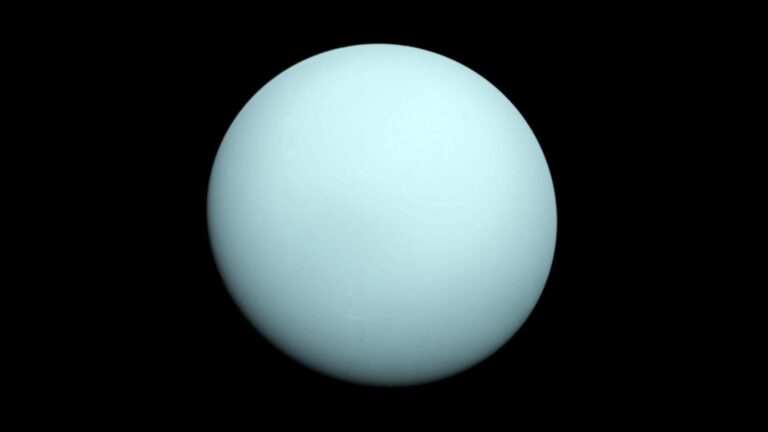 The planet Uranus as seen from the NASA's Voyager 2 spacecraft on January 14, 1986