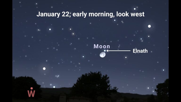 Moon near the bright star Elnath on January 22, 2024