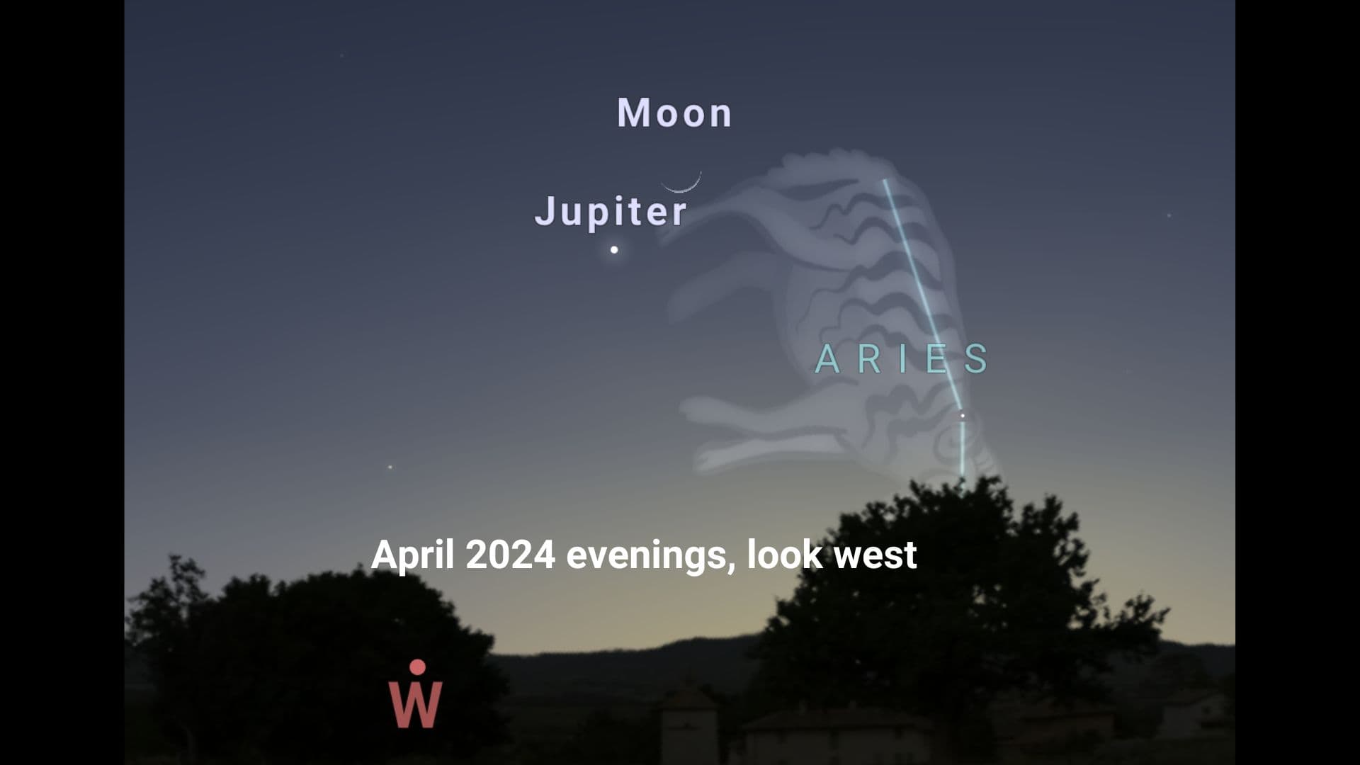 Look in the western sky following sunset in April 2024 to see planet Jupiter