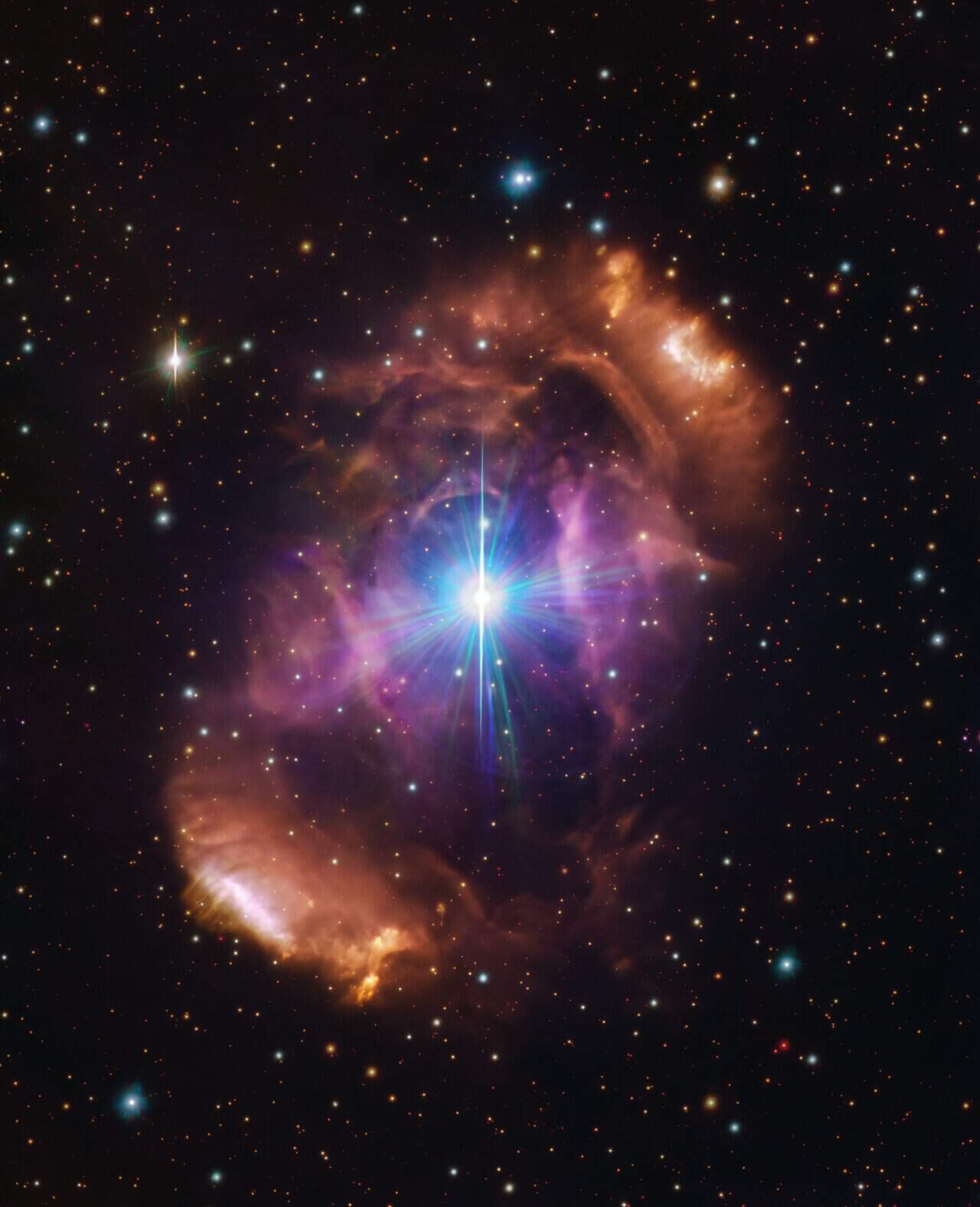 Real image of nebula NGC 6164/6165 surrounding the star system HD 148937 in visible light