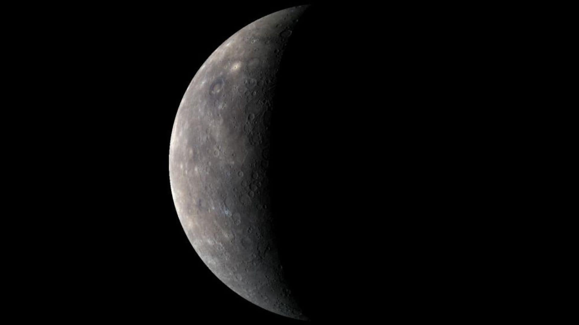 NASA's MESSENGER spacecraft captured waxing crescent Mercury during its close flyby on September 29, 2009