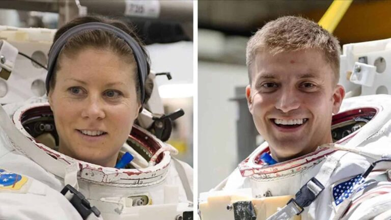 (From left) NASA astronauts Tracy C. Dyson and Matthew Dominick