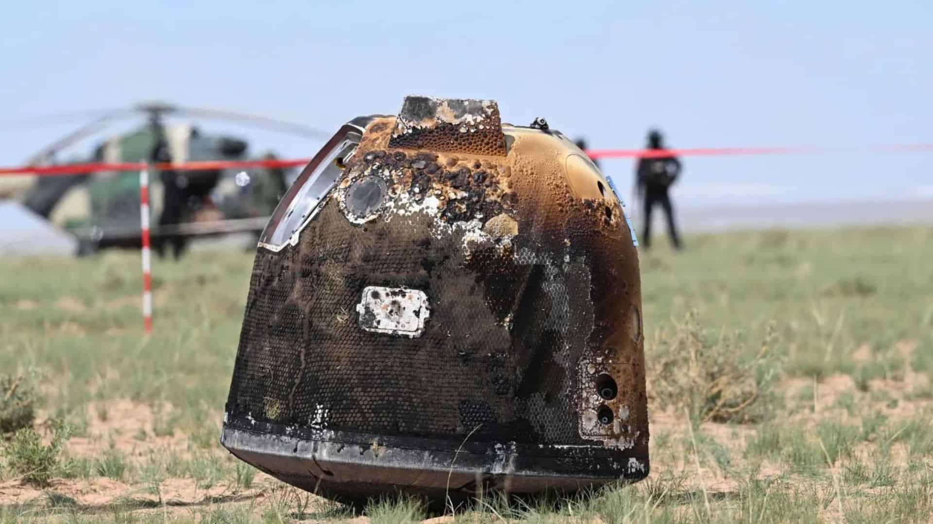 The re-entry module of the Chang'e 6 spacecraft landed in the Inner Mongolia desert with far side lunar samples on June 25, 2024