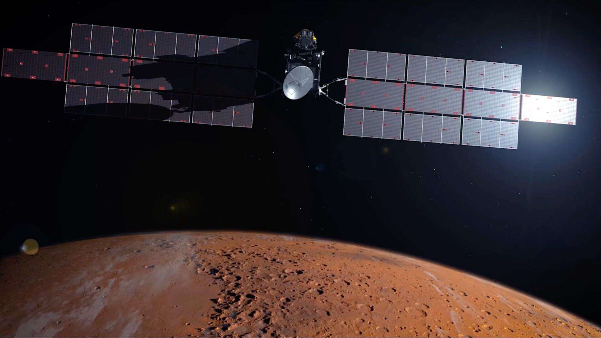 An artist's illustration of the Earth Return Orbiter (ERO) over Mars